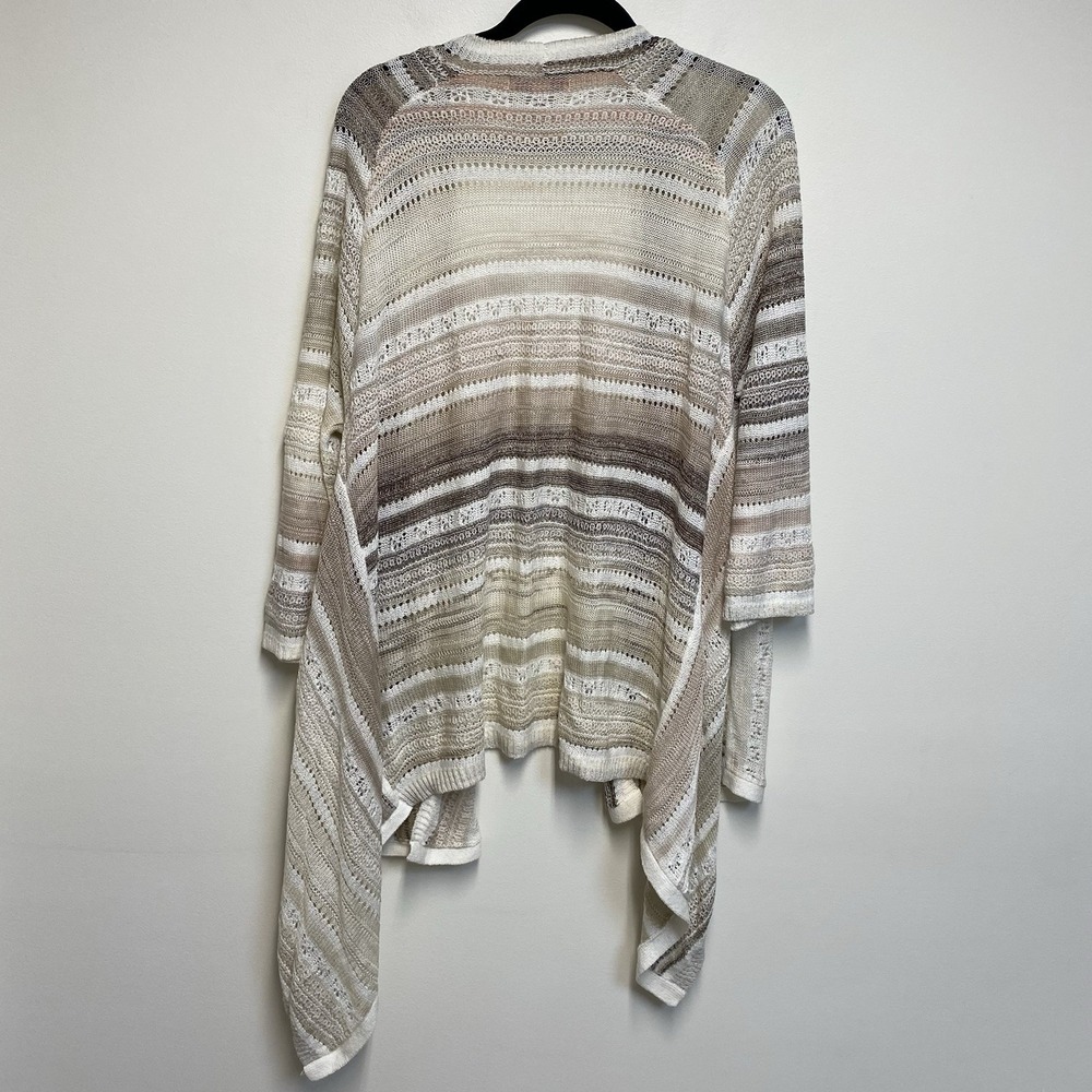 Knox Rose Cardigan Women Size 2XL Open Front Long Sleeve Stripes Earth Tones - Picture 9 of 9